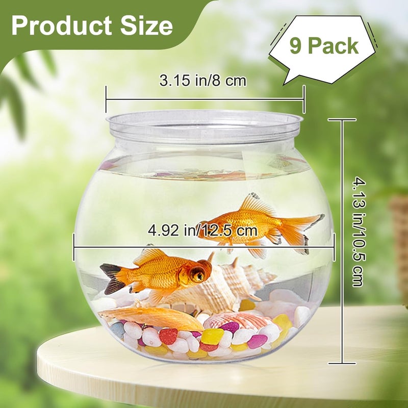 JIABEIUS 9 Pcs Plastic Fish Bowl, 26 Oz Clear Small Fish Tank, Unbreakable Mini Betta Bowls for Candy, Carnival Games, Halloween, Table Centerpieces, Party Decorations - Image 2